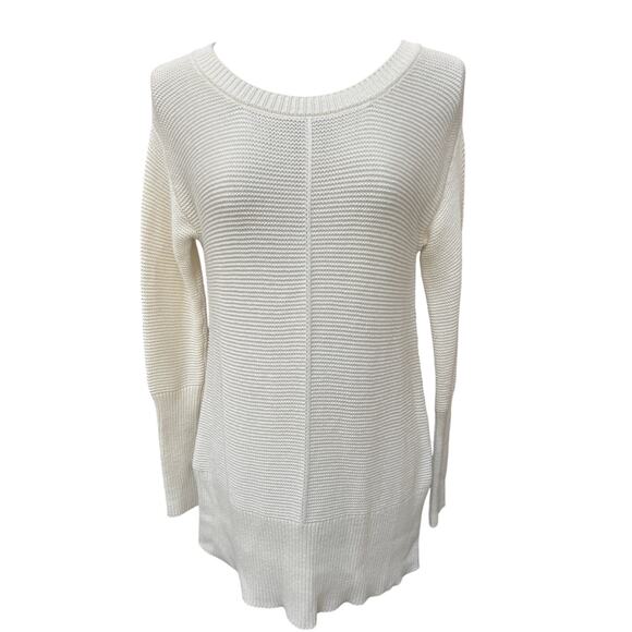 Soft Surroundings Sweaters - Soft Surroundings Womens Small S Cream Cotton Knit Tunic Sweater Pullover Long